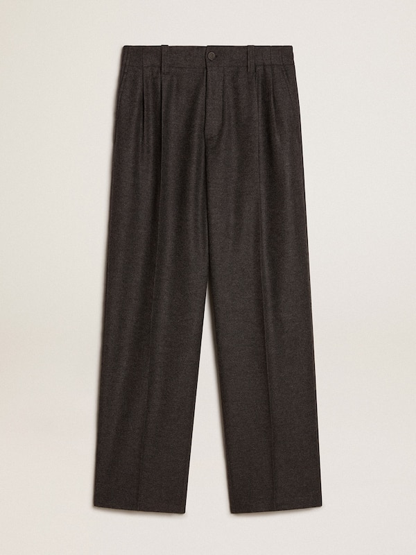 Golden Goose - Pantalone in lana di flanella di colore grigio scuro in 