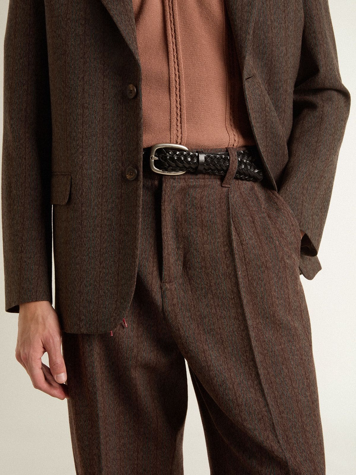 Golden Goose - Herrenjoggers aus dunkelbrauner Wolle mit feinem Streifenmotiv in 