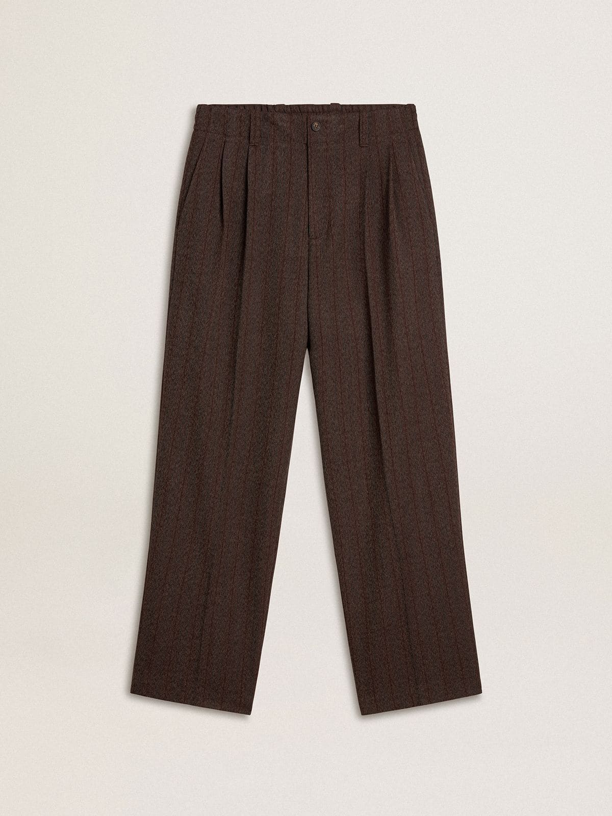 Golden Goose - Herrenjoggers aus dunkelbrauner Wolle mit feinem Streifenmotiv in 