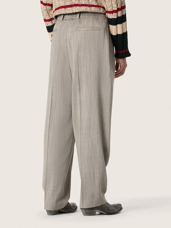 Golden Goose - Pantalon homme en laine &eacute;crue avec petits chevrons et rayures in 