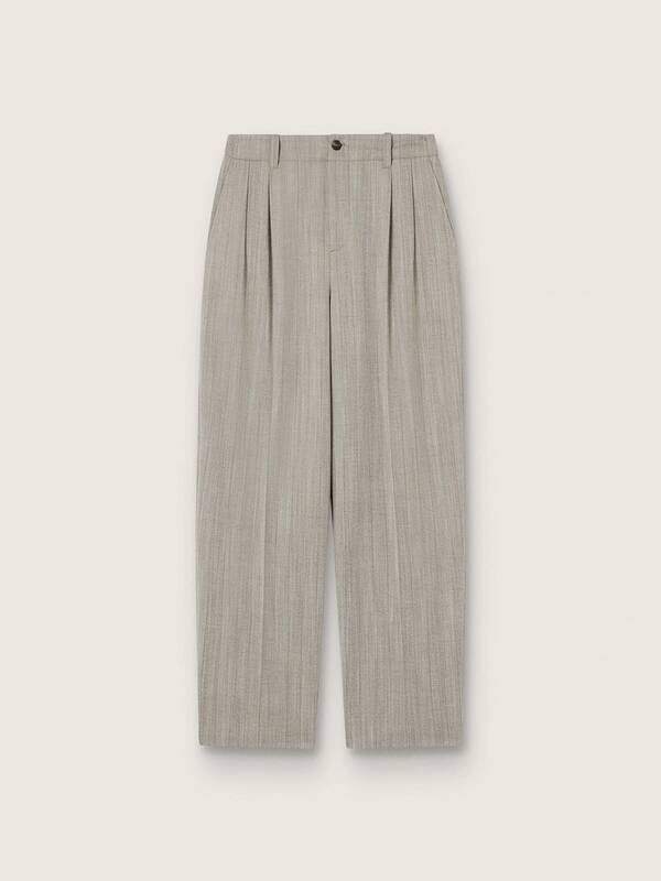 Golden Goose - Pantalon homme en laine &eacute;crue avec petits chevrons et rayures in 