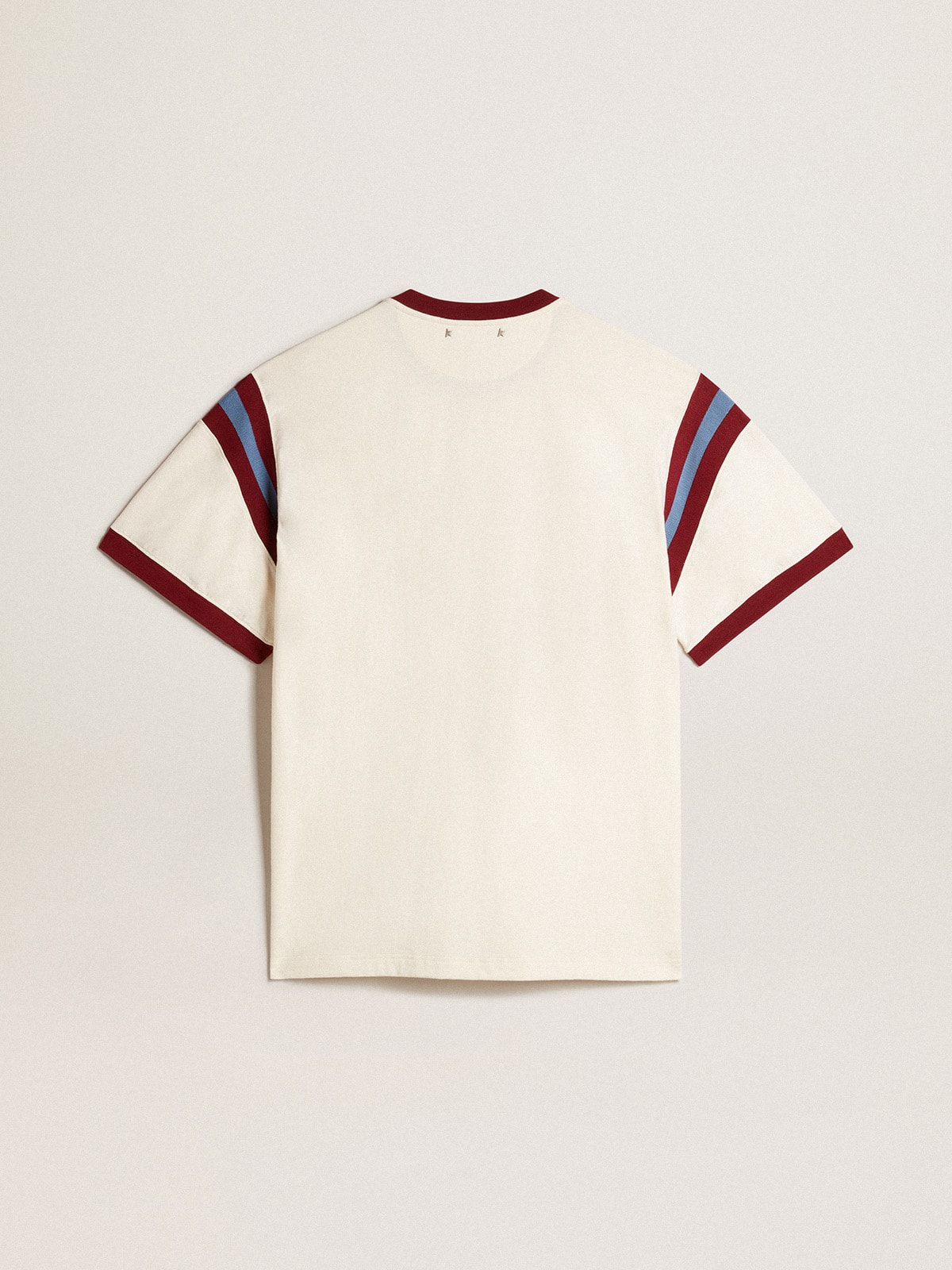 Golden Goose - Men’s white T-shirt with burgundy lettering on the front in 