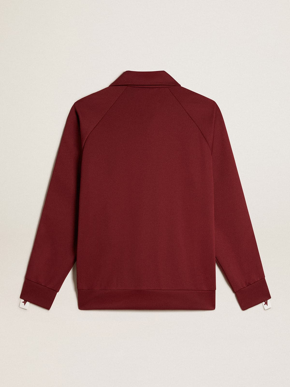 Golden Goose - Men’s burgundy zipped sweatshirt with white strip and contrasting stars in 