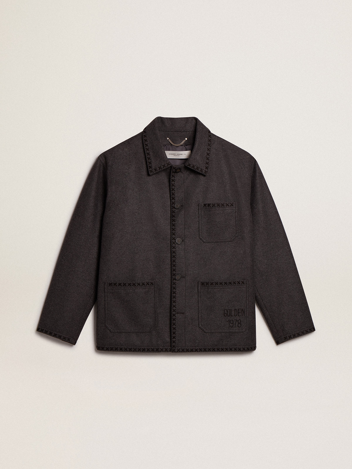 Veste en laine gris chiné à fermeture boutonnée — Golden Goose
