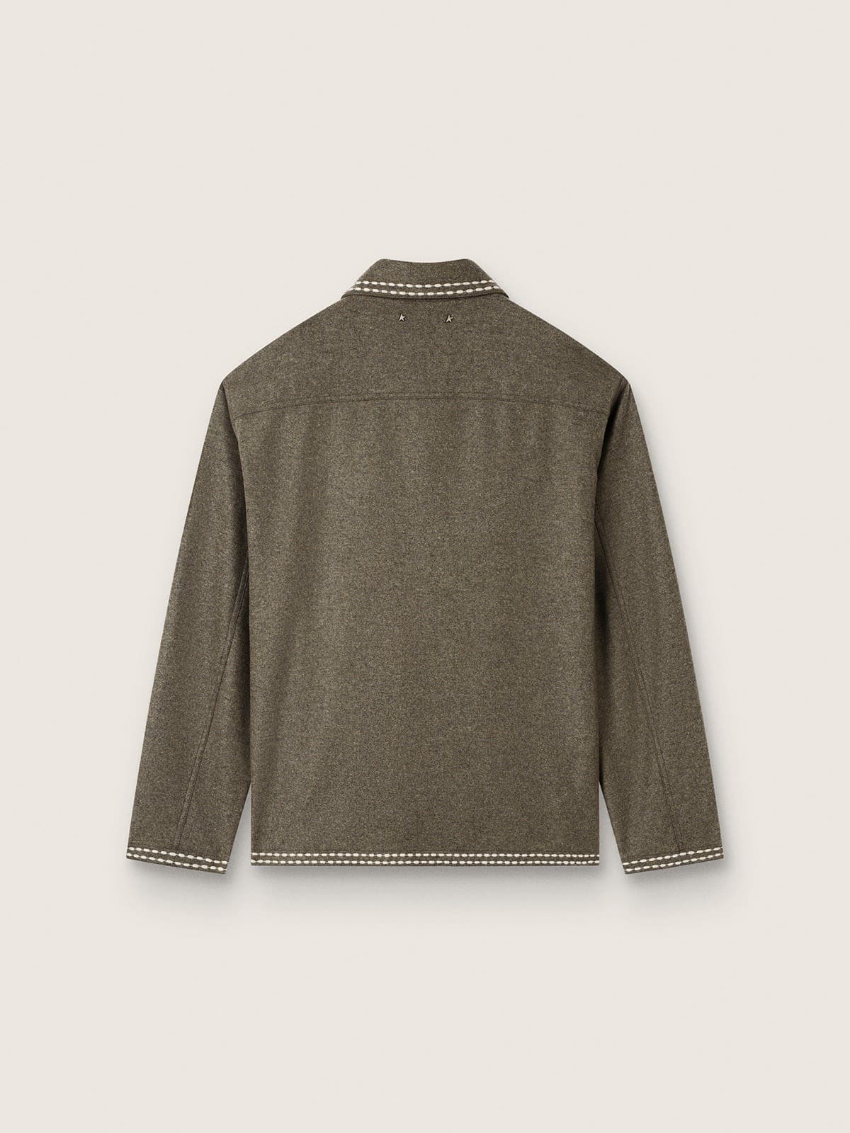 Giacca da uomo in lana grigia con stitching bianco