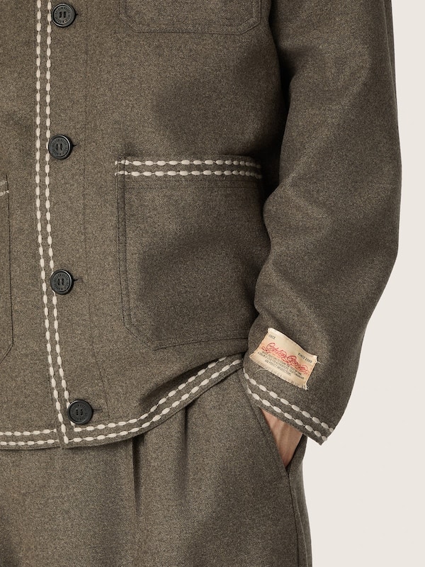 Golden Goose - Men's gray wool jacket with white stitching in 