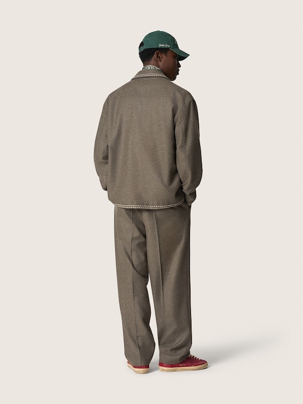 Golden Goose - Men's gray wool jacket with white stitching in 