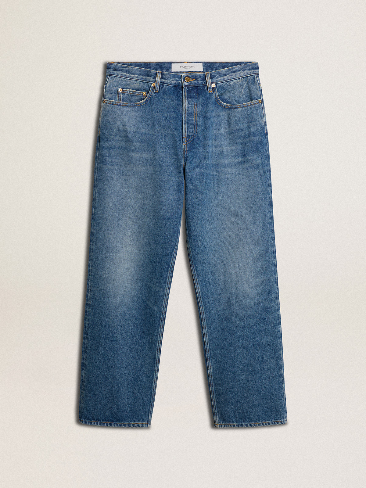 Jean large bleu au délavage moyen — Golden Goose