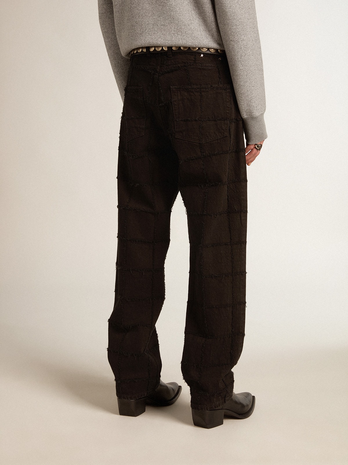 Golden Goose - Black cotton pants with 3D-effect checked pattern in 