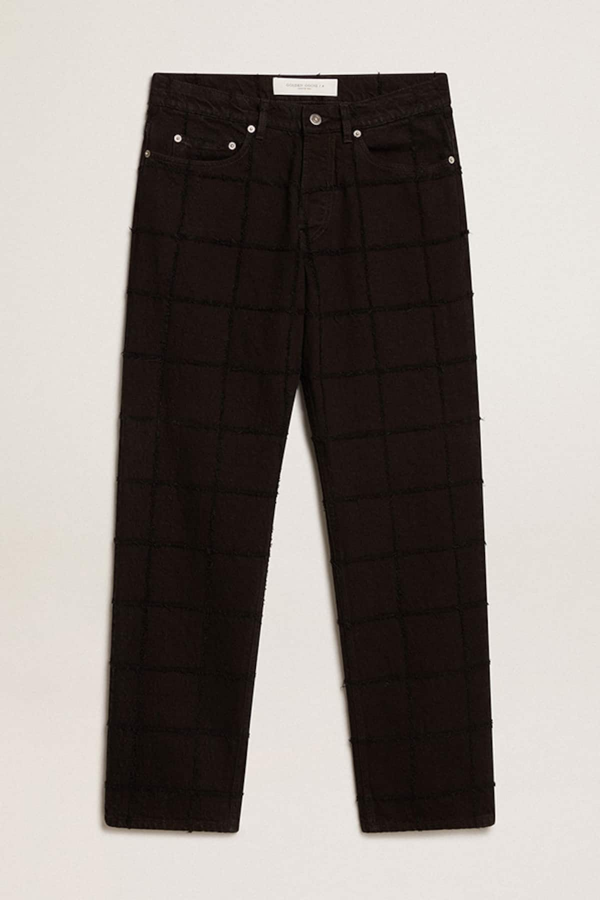 Golden Goose - Black cotton pants with 3D-effect checked pattern in 