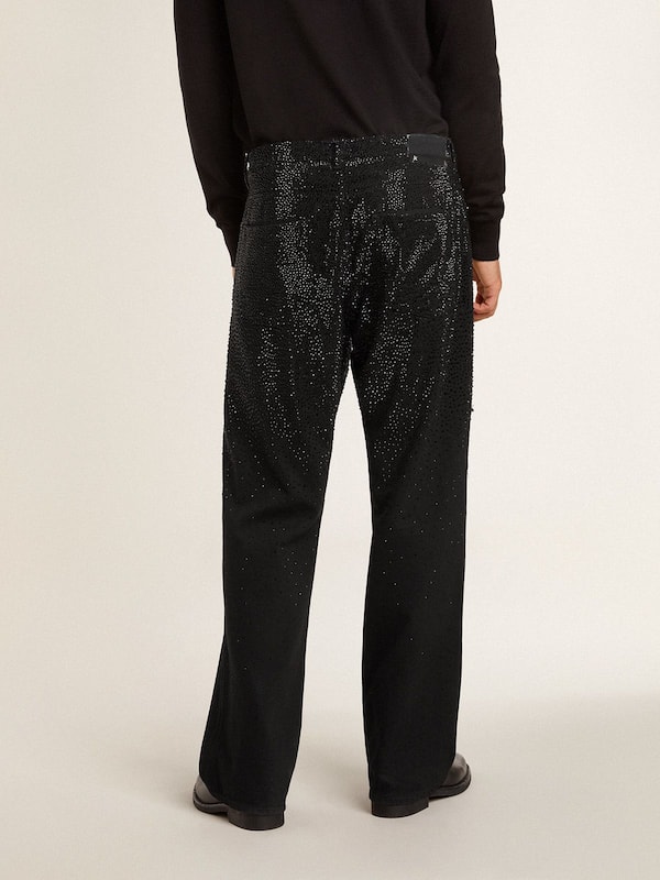 Golden Goose - Men's black jeans with a loose fit and gradient effect all-over crystals in 
