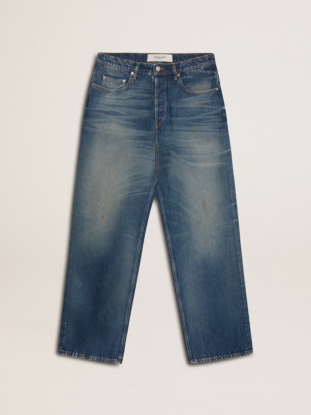 Jean CNY pour homme avec coupe large et délavage moyen — Golden Goose