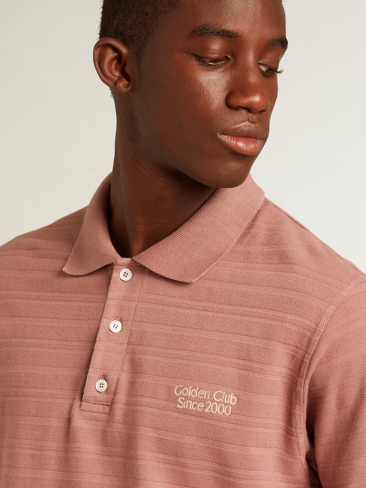 Taupe pink colored cotton piquet polo shirt Golden Goose