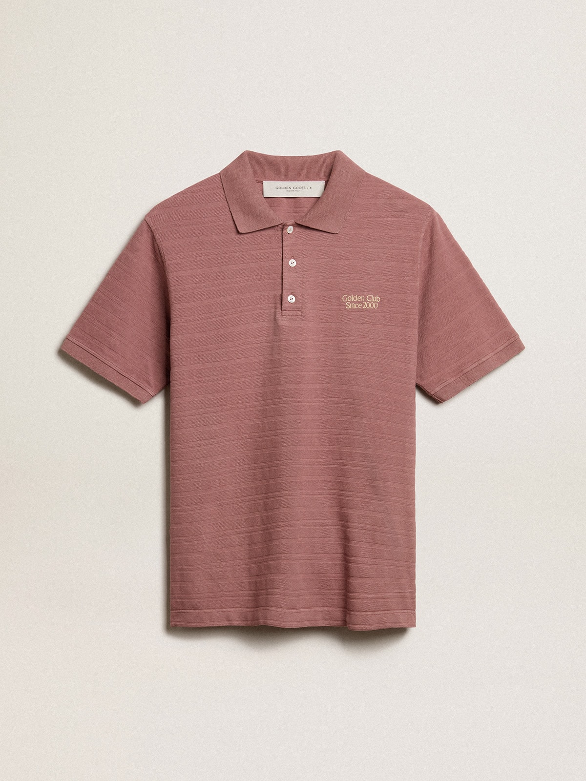 Golden Goose - Taupe pink-colored cotton piquet polo shirt in 