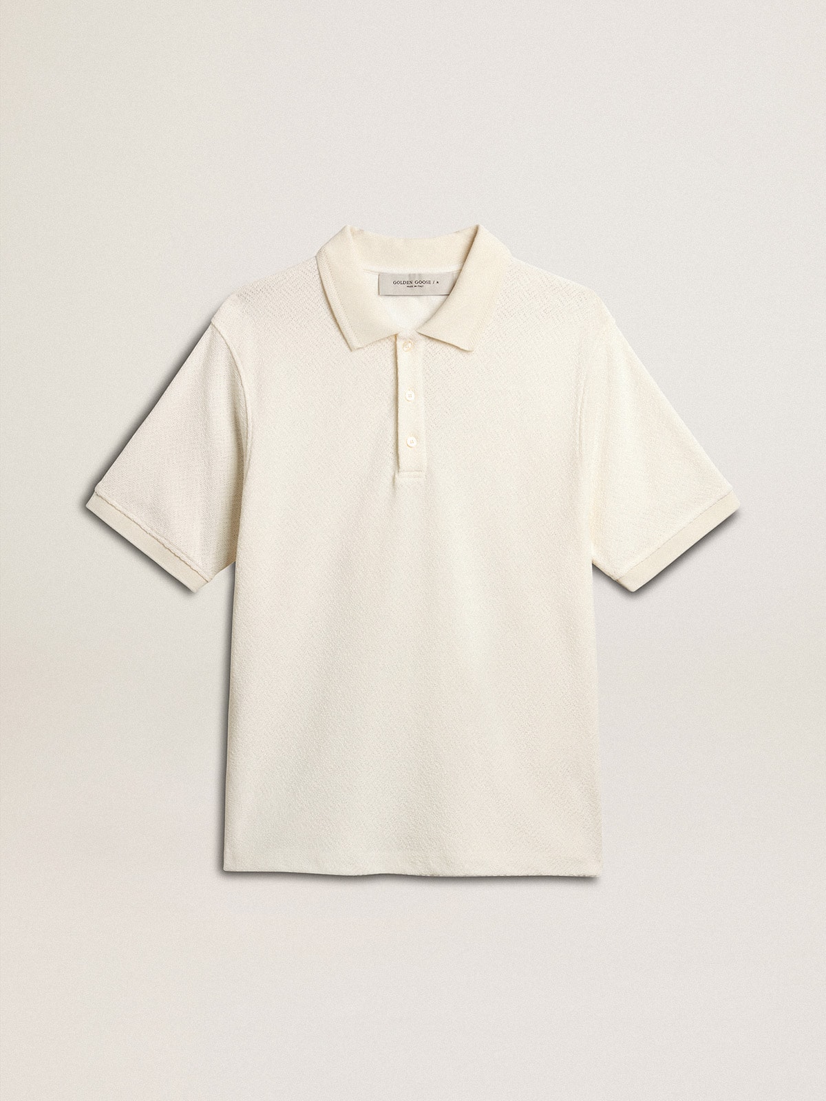 Golden Goose - Polo homme en coton blanc avec boutons en nacre in 