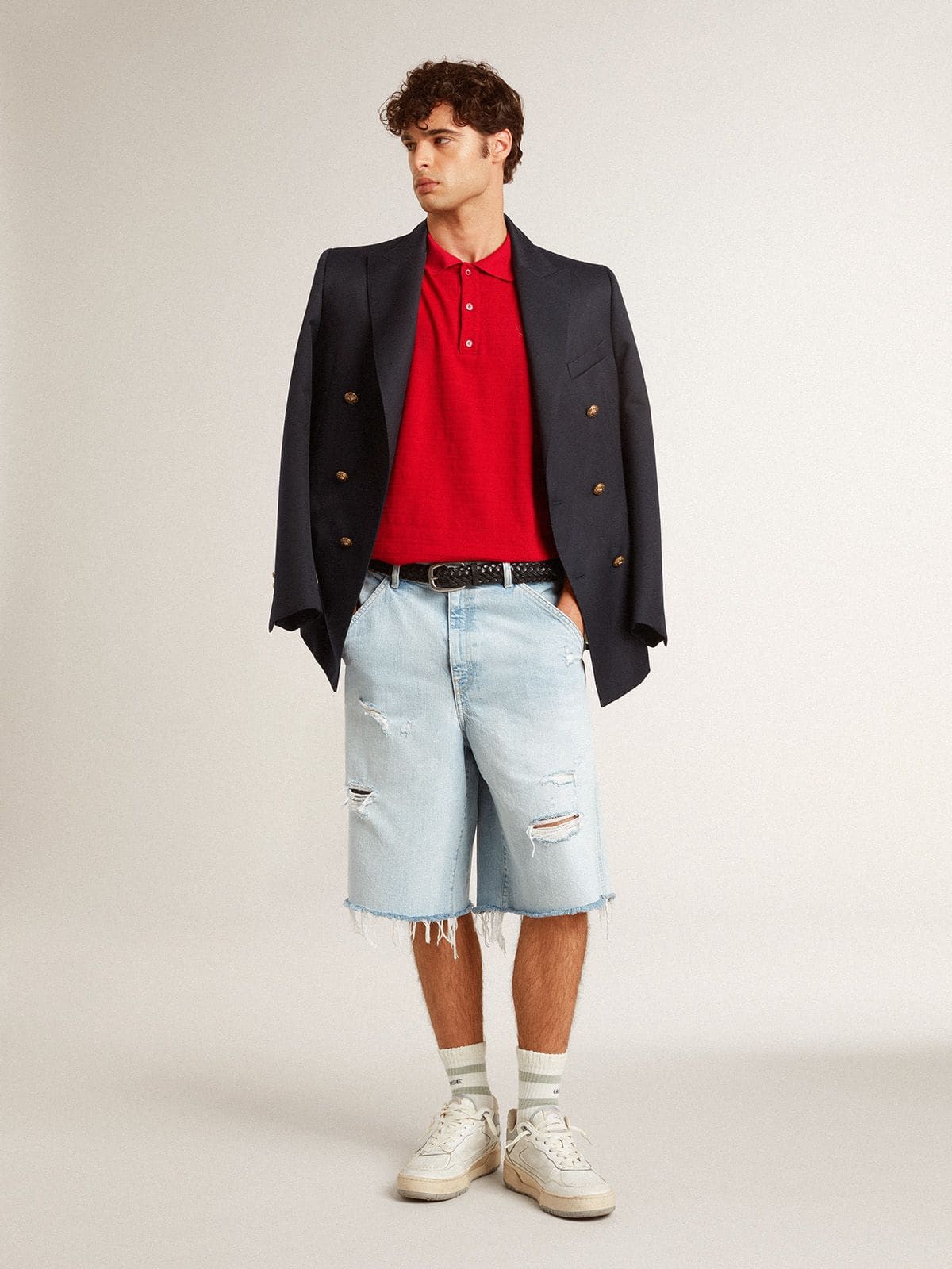 Men's polo shirt in red cotton piquet | Golden Goose