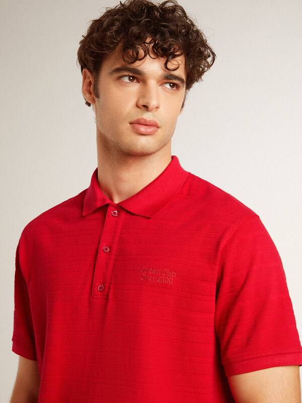 Golden Goose - Men's polo shirt in red cotton piquet  in 