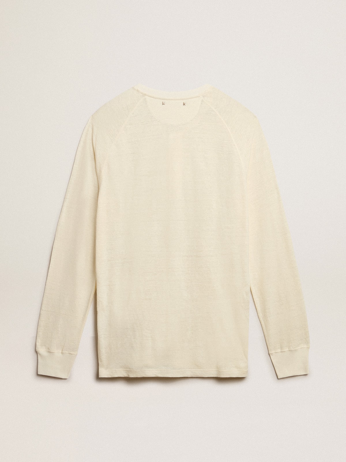 Golden Goose - Men's long-sleeved T-shirt in panama-colored linen in 