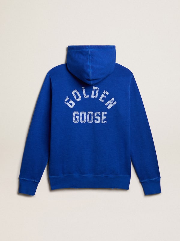 Golden Goose - Sweat-shirt bleu à capuche homme avec inscription au dos in 