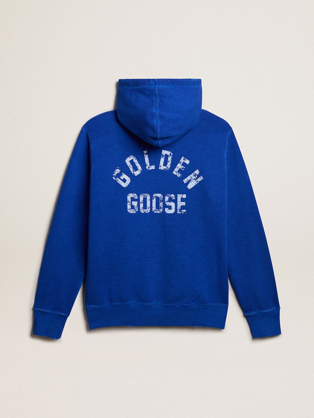 Golden Goose - Sudadera de hombre con capucha de color azul con mensaje en la espalda in 