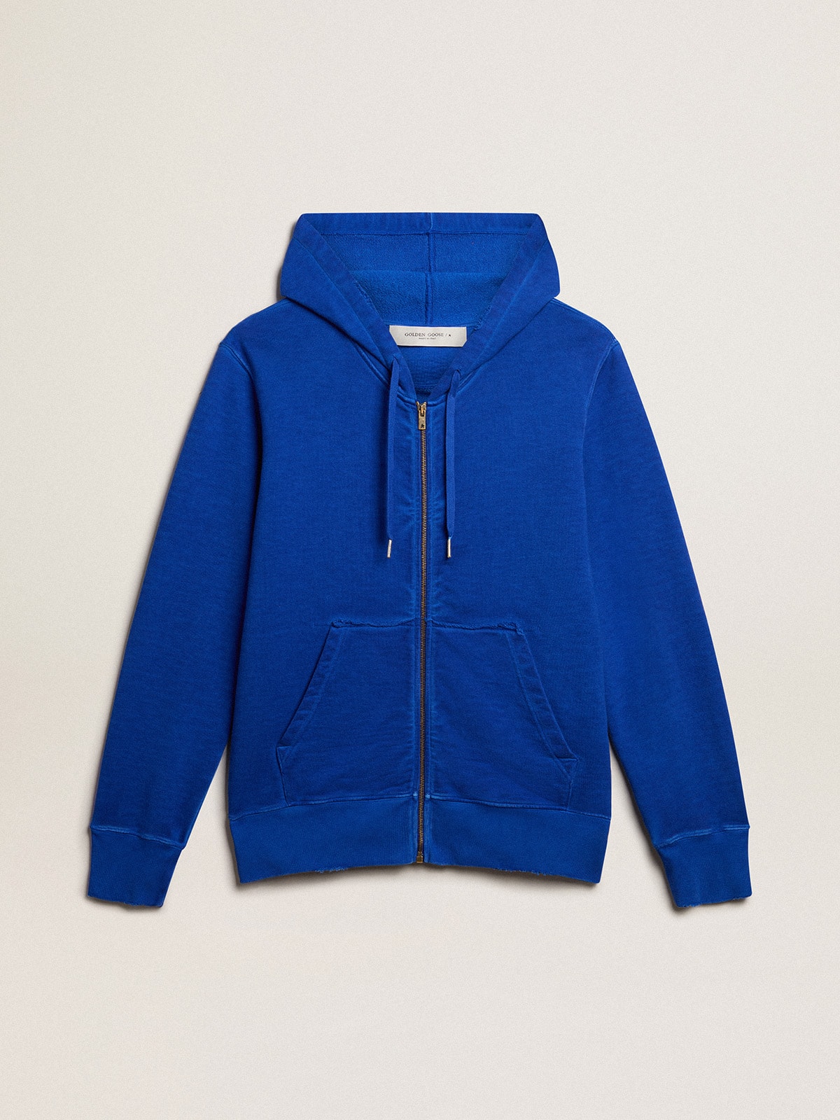 Golden Goose - Men's blue-colored hoodie with lettering on the back in 