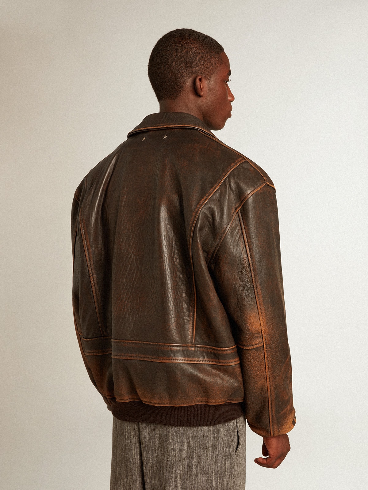 Golden Goose - Aviator-style jacket in brown leather in 