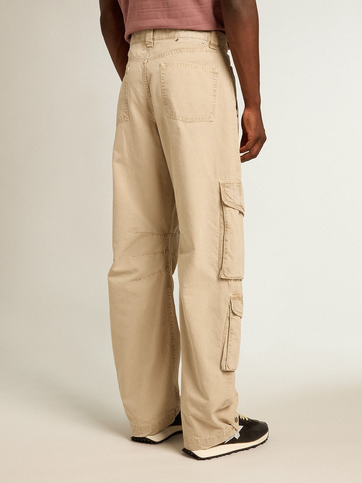 Golden Goose - Pantalone cargo da uomo in cotone color khaki in 