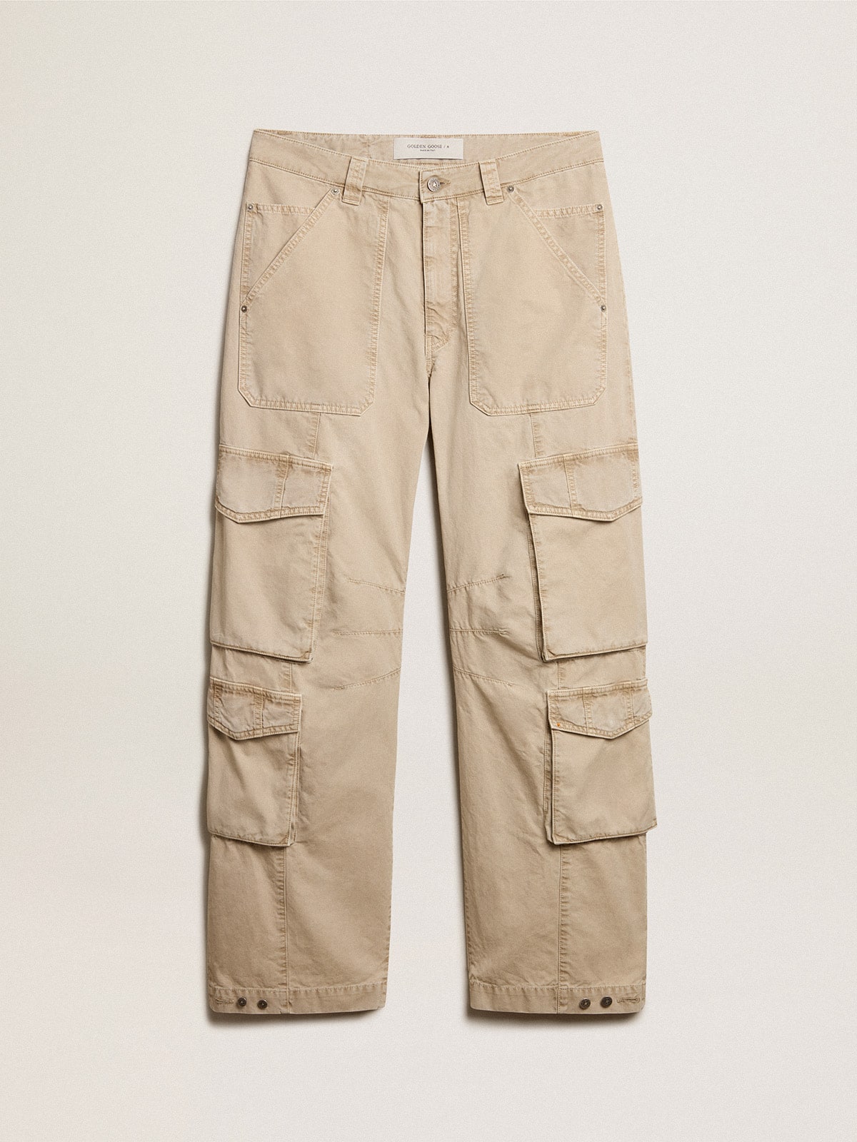 Golden Goose - Men's khaki-colored cotton cargo pants in 