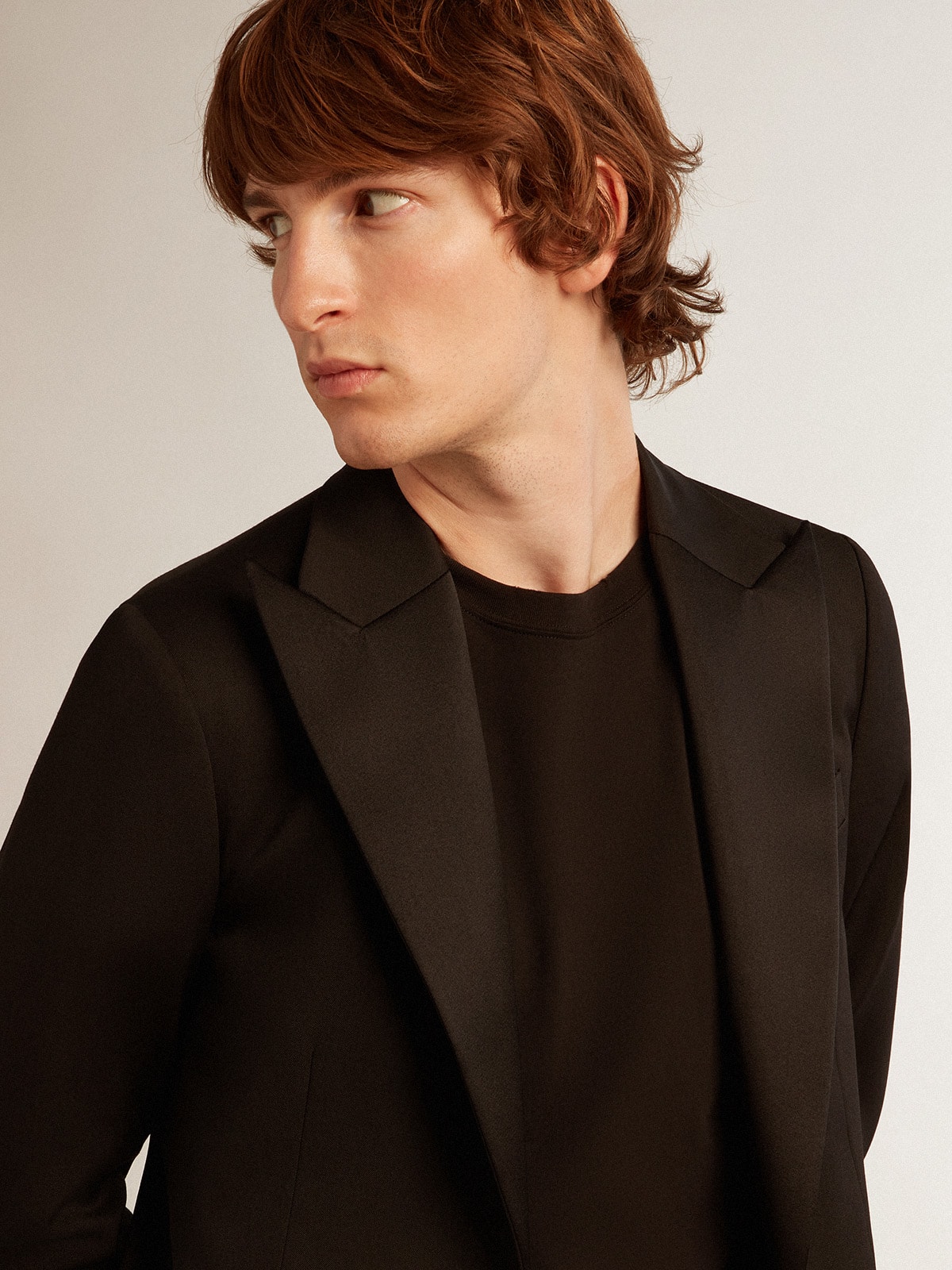 Golden Goose - Men’s tuxedo jacket in black wool gabardine in 