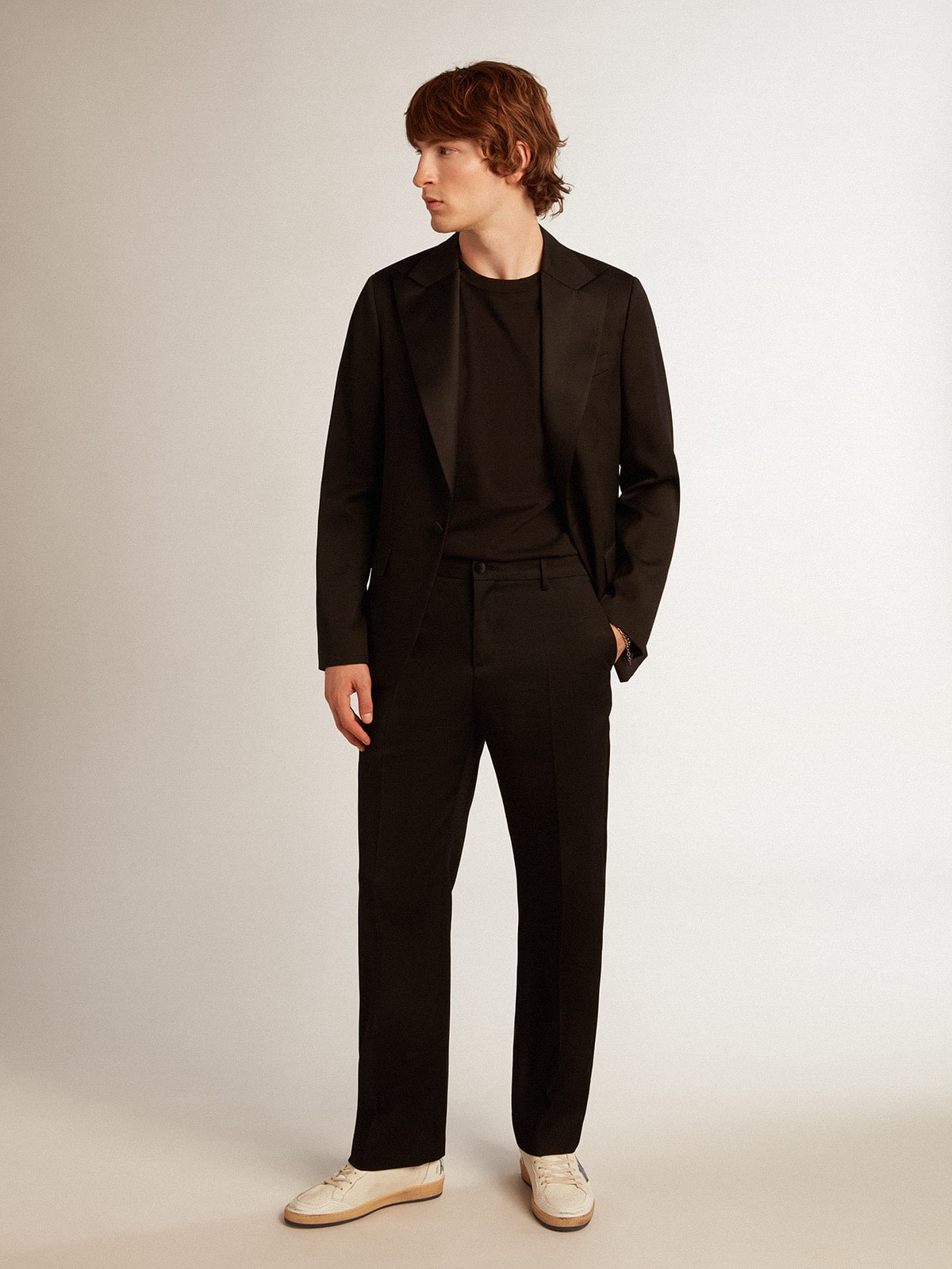 Golden Goose - Men’s tuxedo jacket in black wool gabardine in 