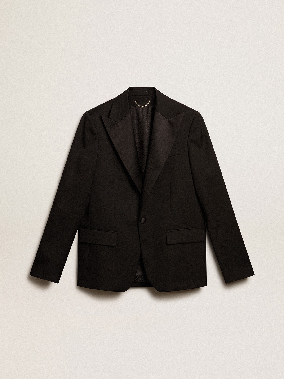 Golden Goose - Men’s tuxedo jacket in black wool gabardine in 