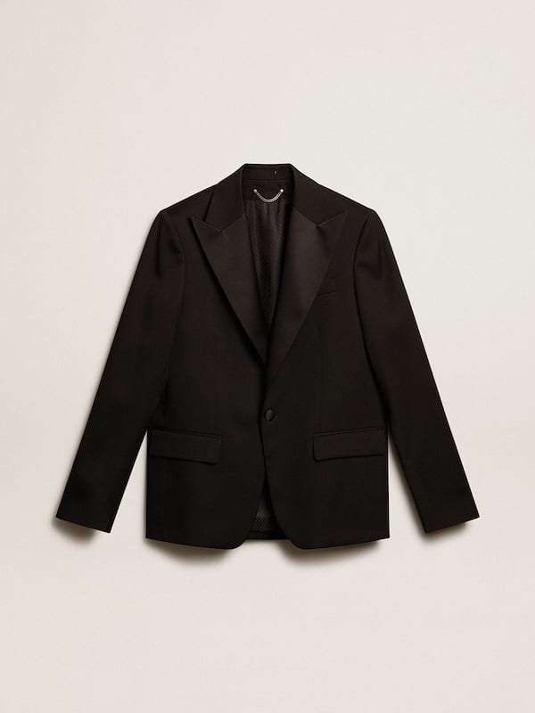 Golden Goose - Men’s tuxedo jacket in black wool gabardine in 