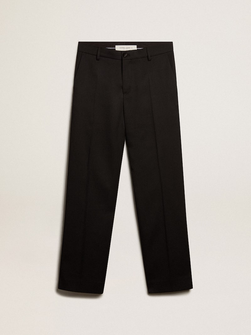 Pantalón de esmoquin de hombre en gabardina de lana color negro