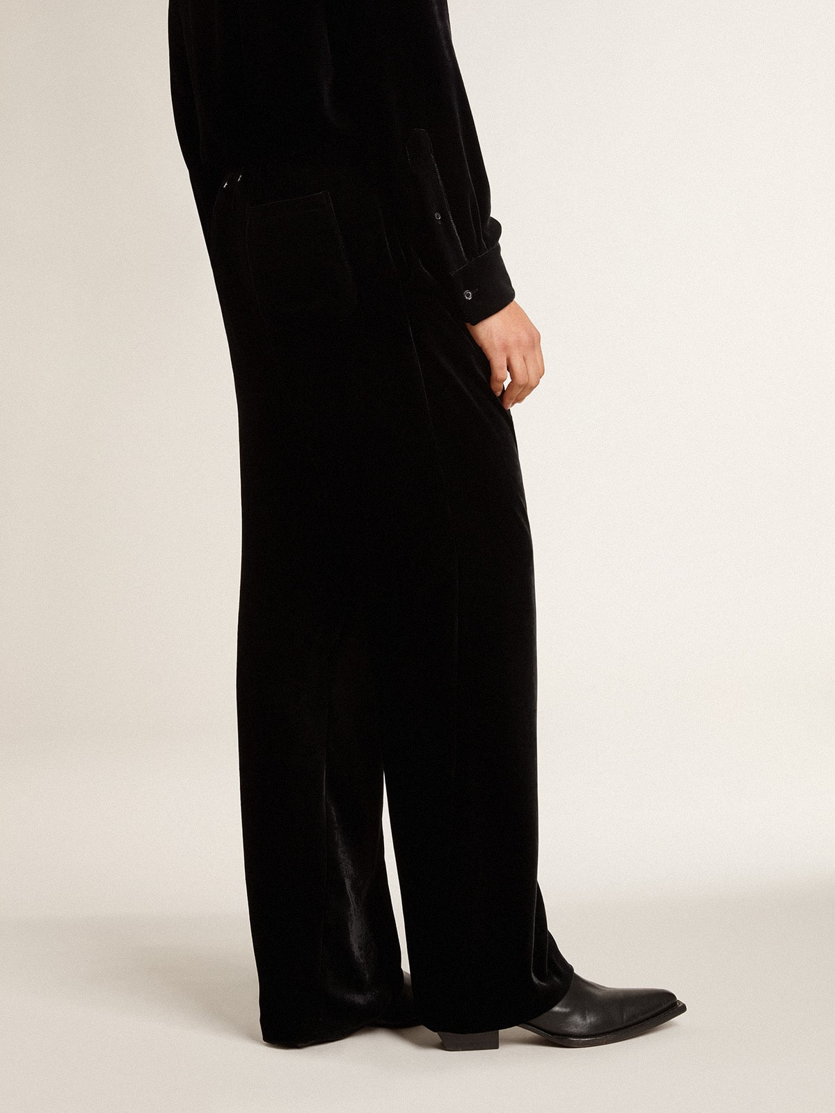 Golden Goose - Men's black velvet effect pants in 