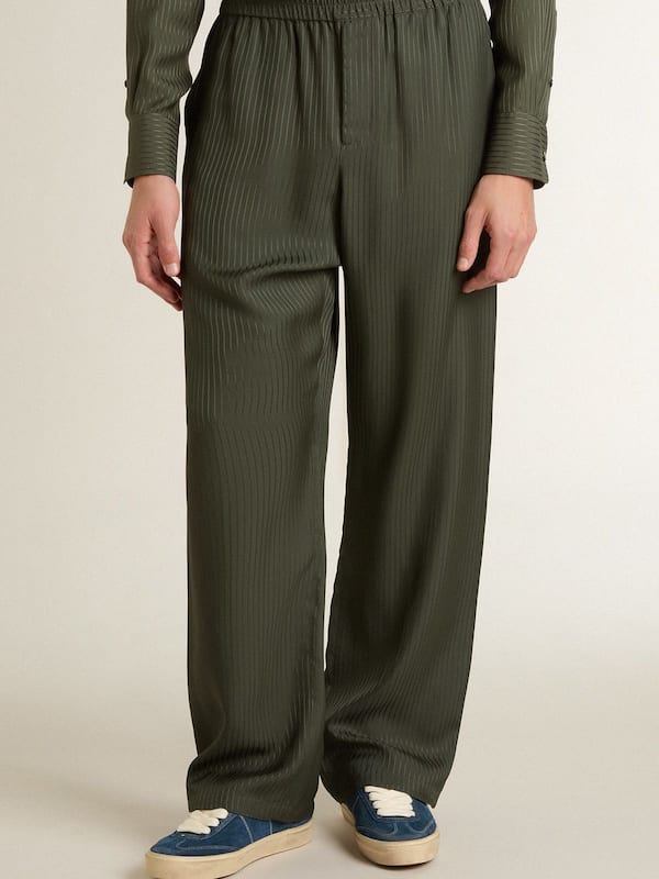 Golden Goose - Men's dark green joggers with vertical stripes in 