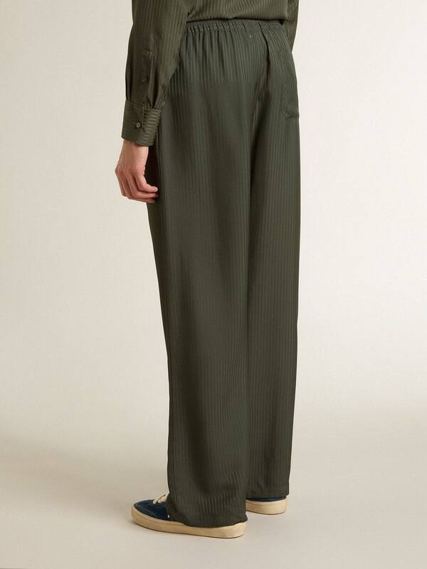 Golden Goose - Men's dark green joggers with vertical stripes in 