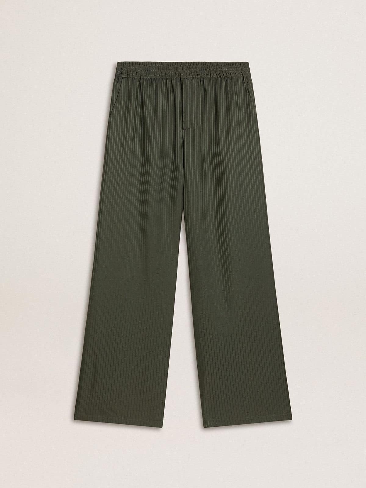 Golden Goose - Pantalone jogging da uomo verde scuro a righe verticali in 