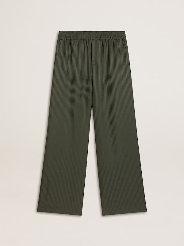 Golden Goose - Men's dark green joggers with vertical stripes in 