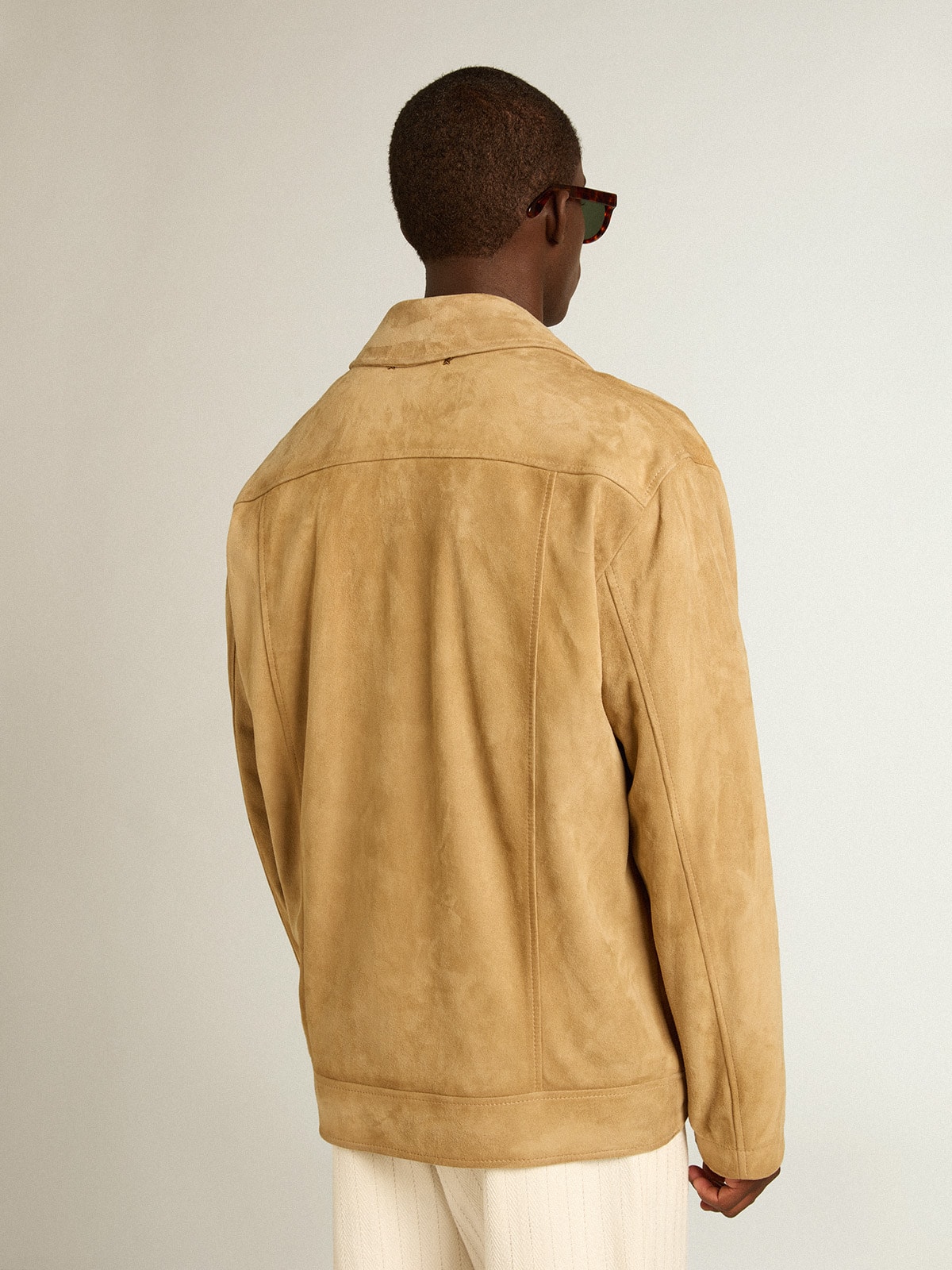 Golden Goose - Beige-colored leather jacket with zip fastening in 