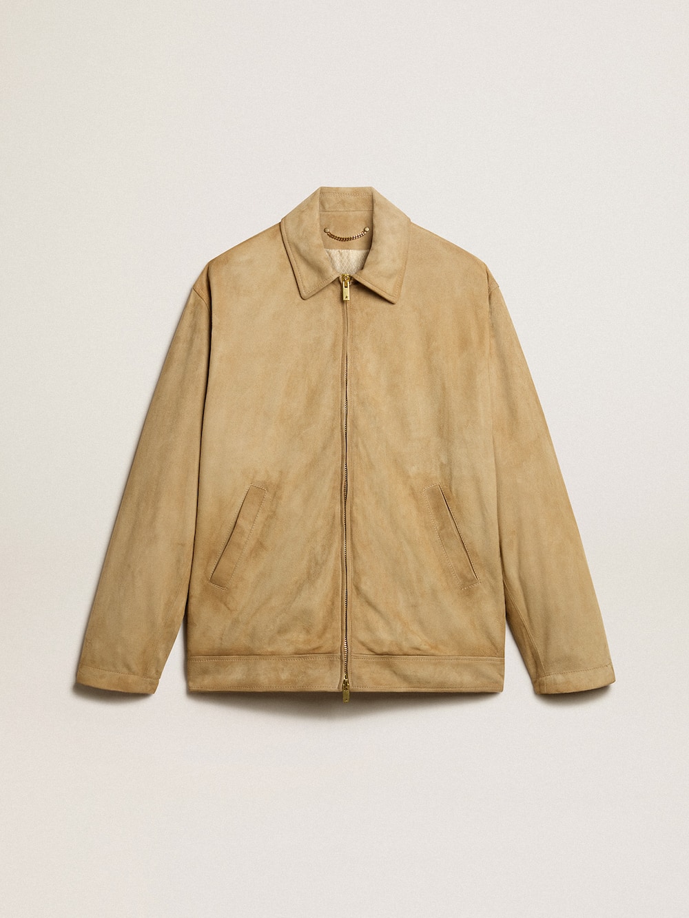 Golden Goose - Beige-colored leather jacket with zip fastening in 