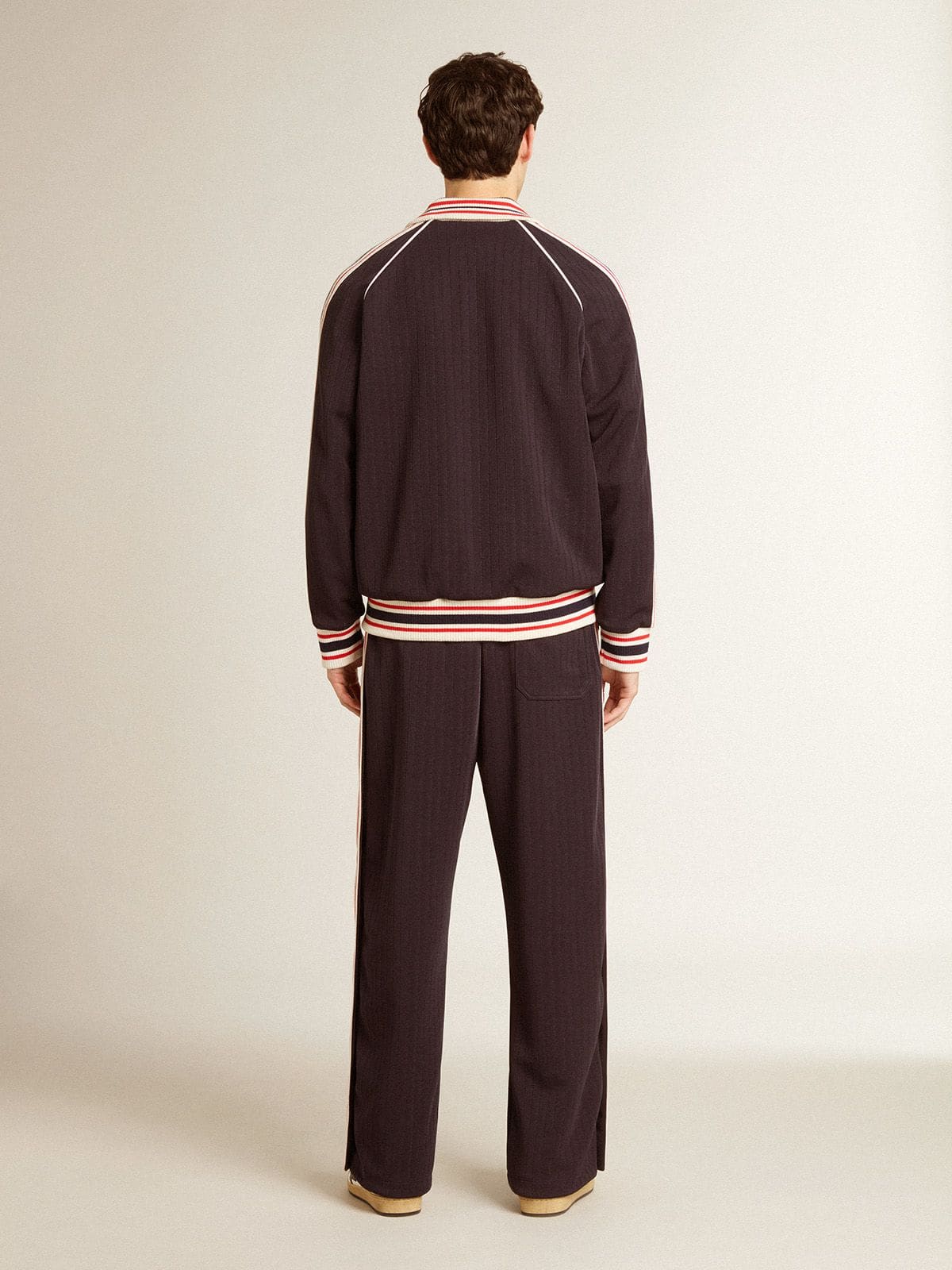 Golden Goose - Moletom com zíper masculino azul-escuro com logo branco in 