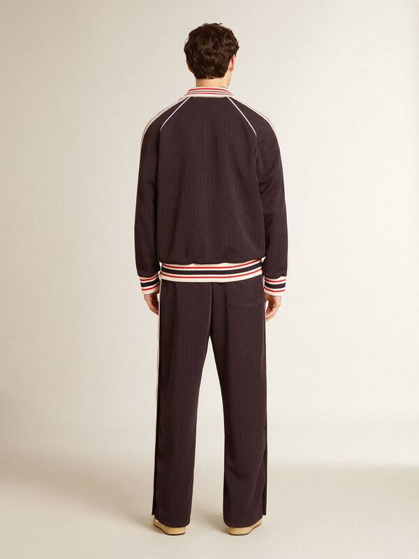 Golden Goose - Men’s dark blue zipped sweatshirt with white logo in 