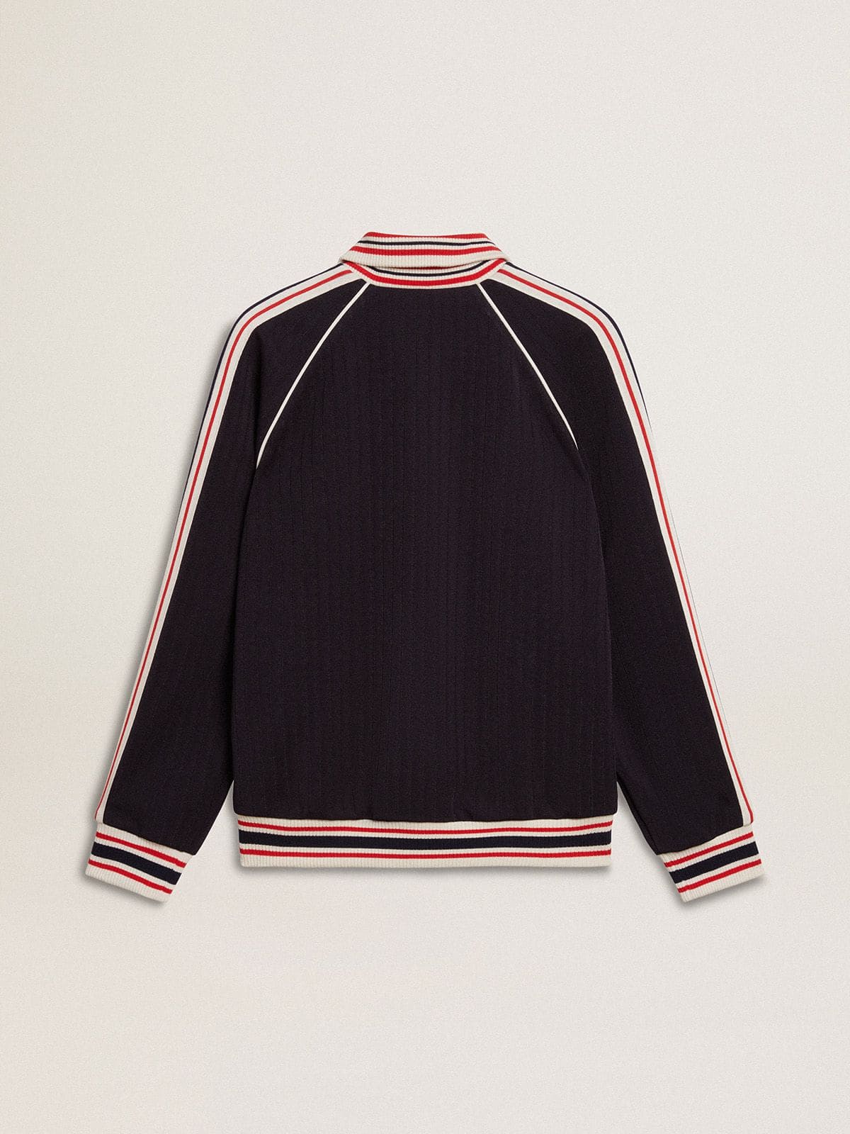 Golden Goose - Moletom com zíper masculino azul-escuro com logo branco in 