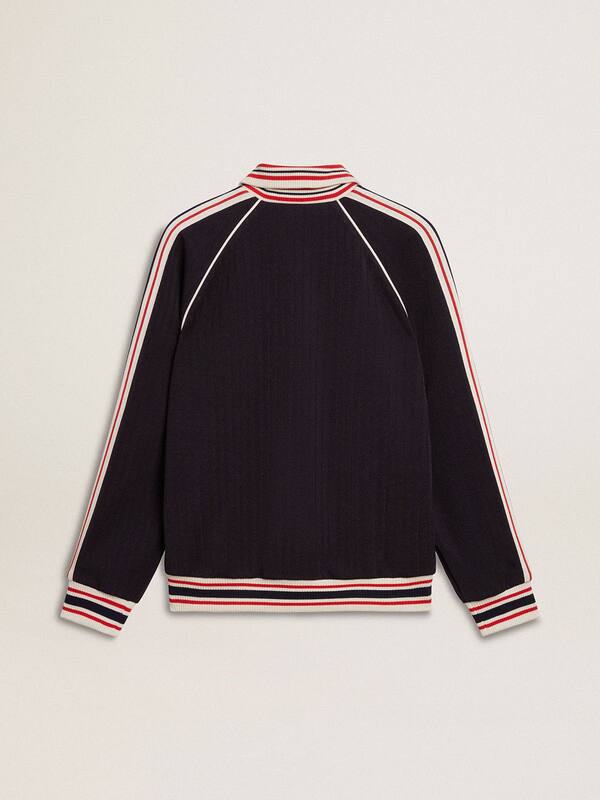 Golden Goose - Men’s dark blue zipped sweatshirt with white logo in 