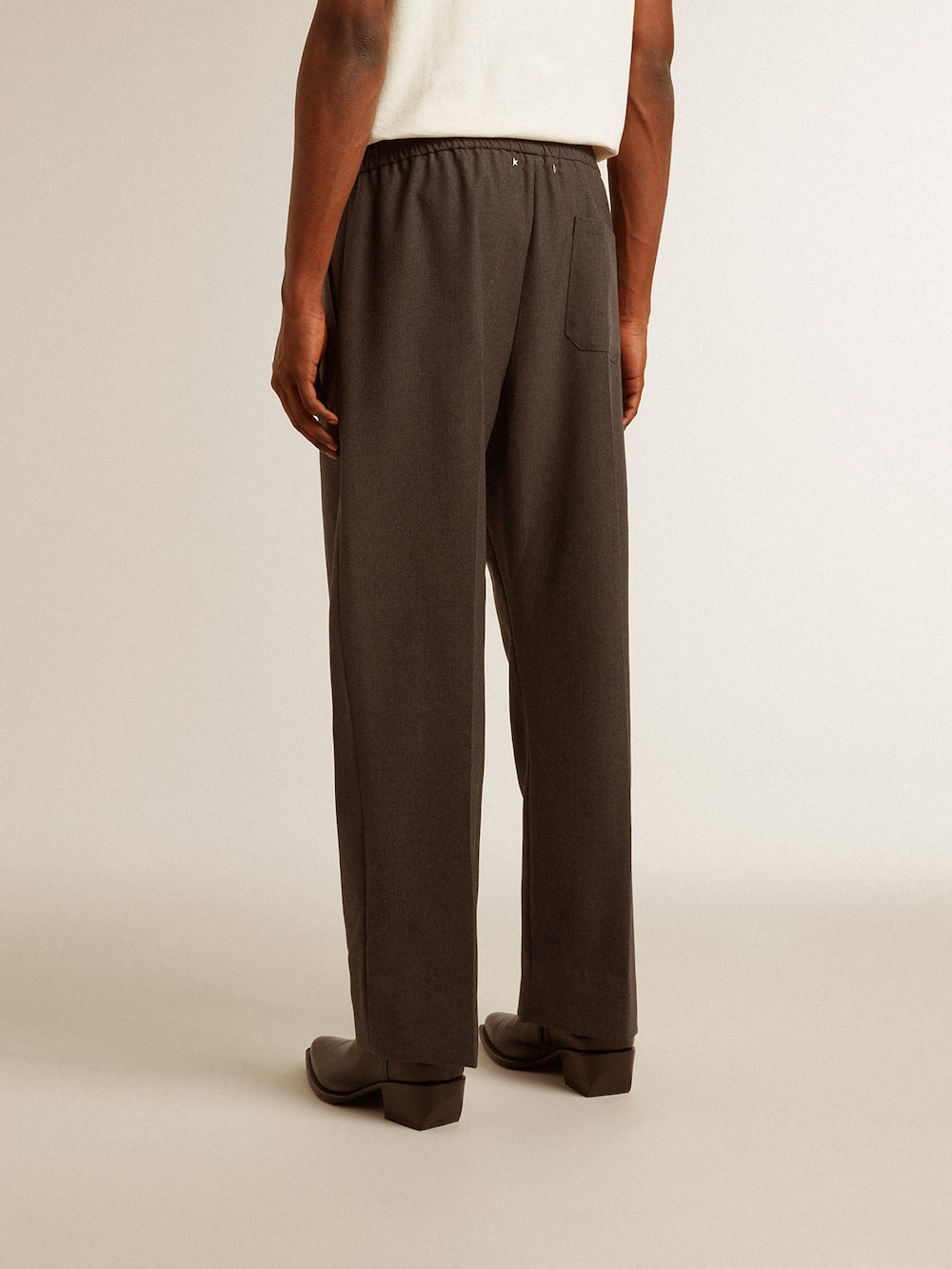 Golden Goose - Men's soft pants in anthracite gray wool in 
