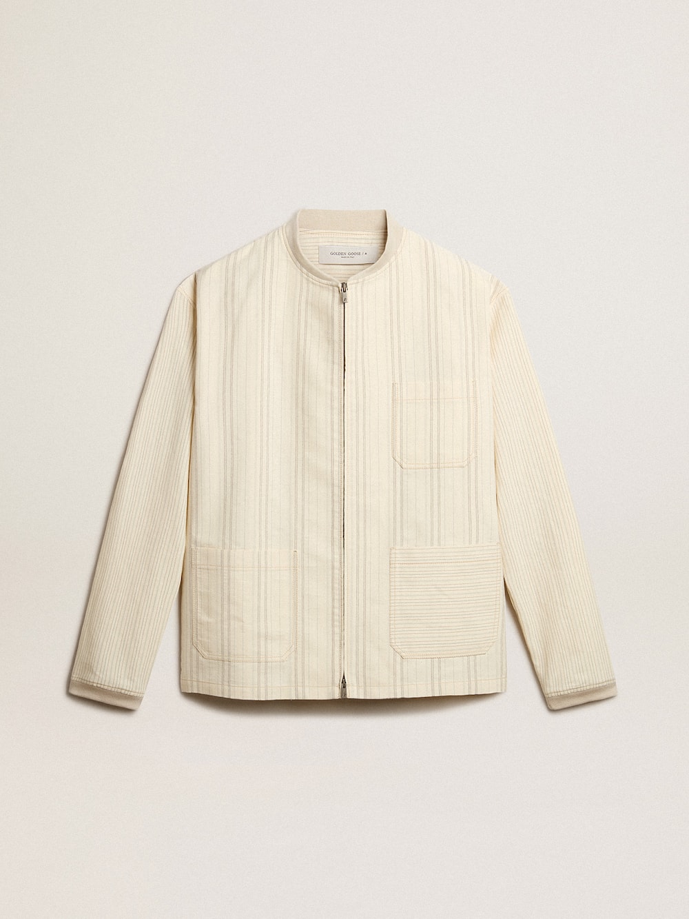 Golden Goose - Ecru-colored cotton jacket with zip fastening in 