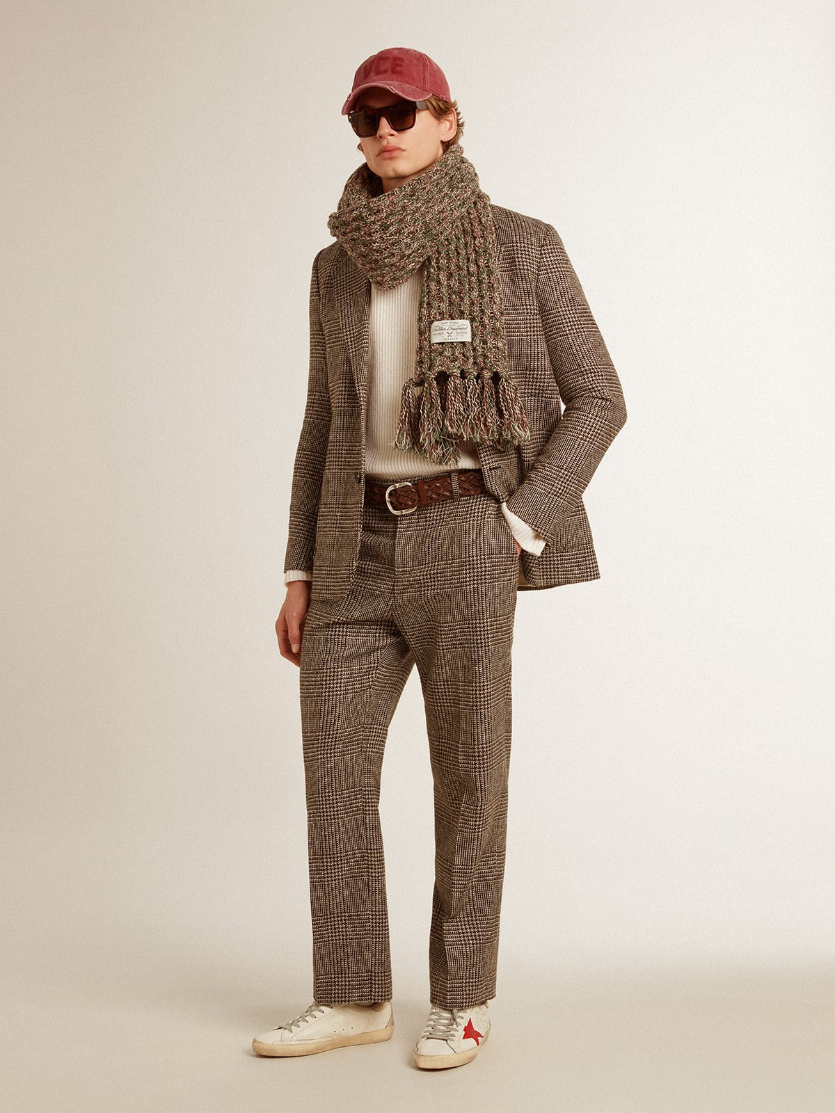 Golden Goose - Gray single-breasted blazer for men in houndstooth wool in 