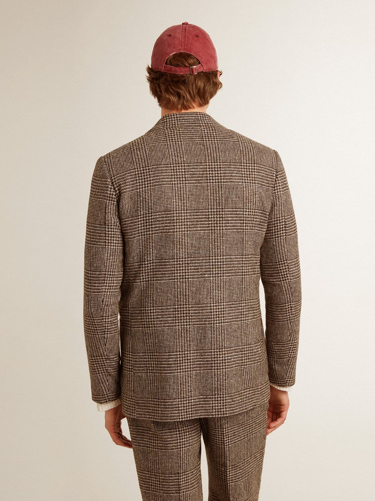 Golden Goose - Gray single-breasted blazer for men in houndstooth wool in 