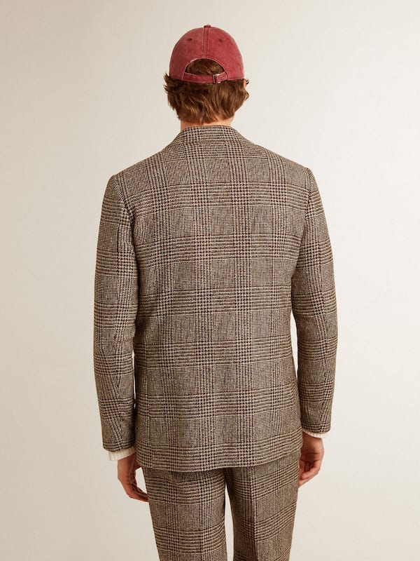 Golden Goose - Gray single-breasted blazer for men in houndstooth wool in 