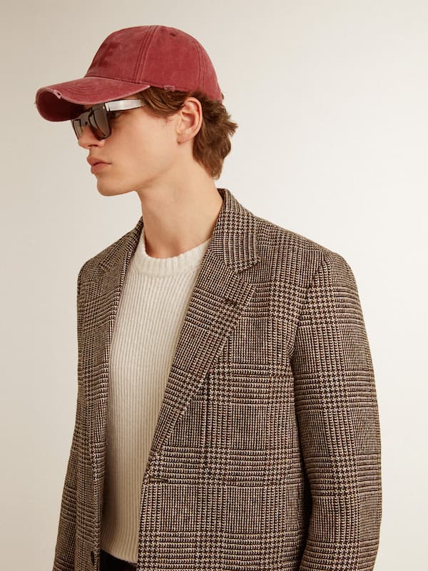 Golden Goose - Gray single-breasted blazer for men in houndstooth wool in 